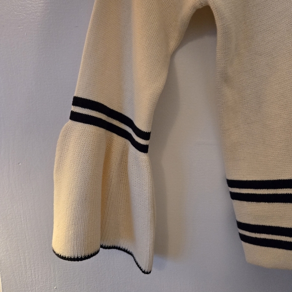 NWT Anthropologie x Knitted & Knotted Cream Cold Shoulder Bell Sleeve Sweater - Picture 15 of 16